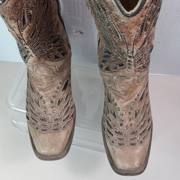 Corral 6.5 Womens Western Inlay Black Granite Butterfly Pattern Cowgirl Boots - Picture 8 of 14